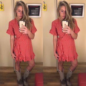 Red Polka Dot Wrap Dress (Privacy Please) 🌹